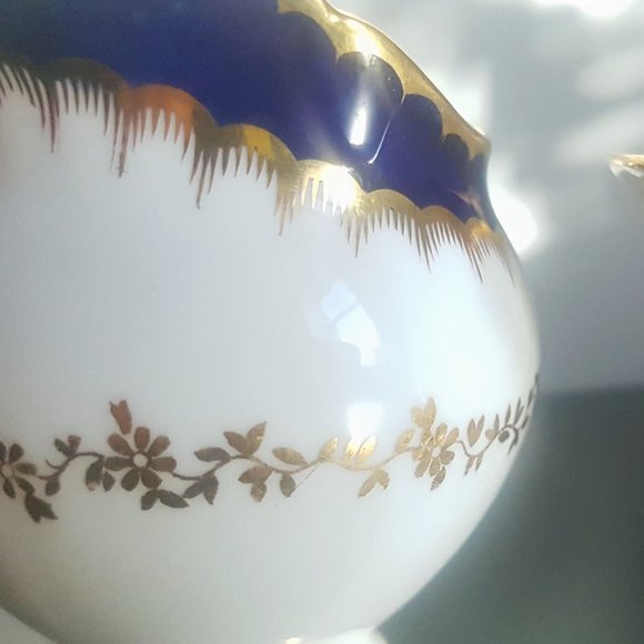 [COALPORT] Cobalt Spearpoint Small Bowl and Pitcher [6143 and 3691] (c. 1920-60) - Picture 11 of 12